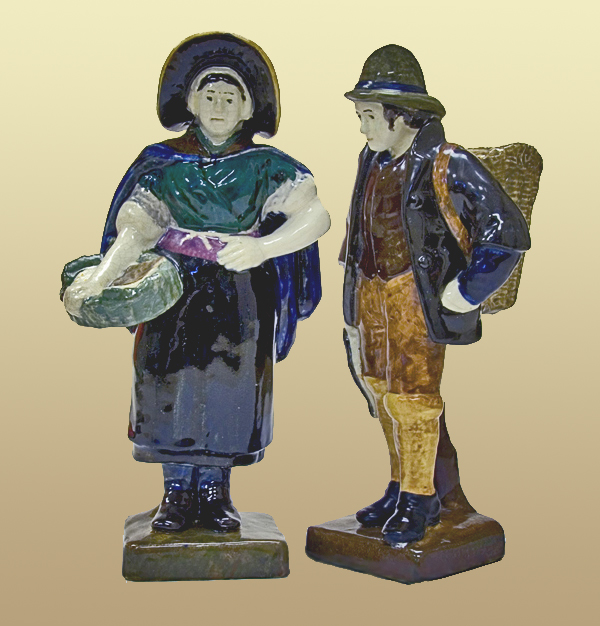 Nr.: 156, Sold decorative pottery made by Rozenburg,  Description: (wfg mark) Plateel molding - figurines , Height 20,3 cm width 10,5 cm, period: Year 1889, Decorator : (), 