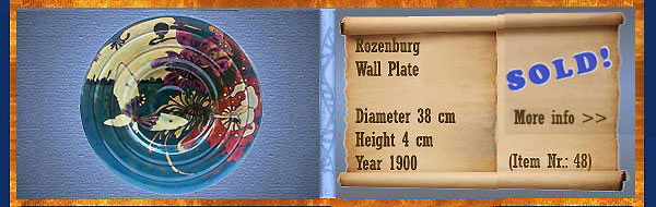Nr.: 48, On offer decorative pottery of Rozenburg	, Description: Plateel Plate, Diameter 38 cm Height 4 cm, Period: Year 1900, Decorator : Unknown, 